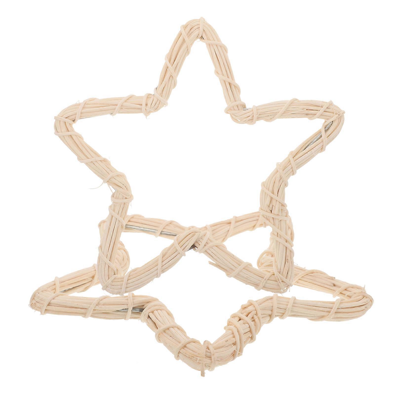 Beige Star Shaped Rattan Wreath Frame for DIY Garland Materials 8Pcs