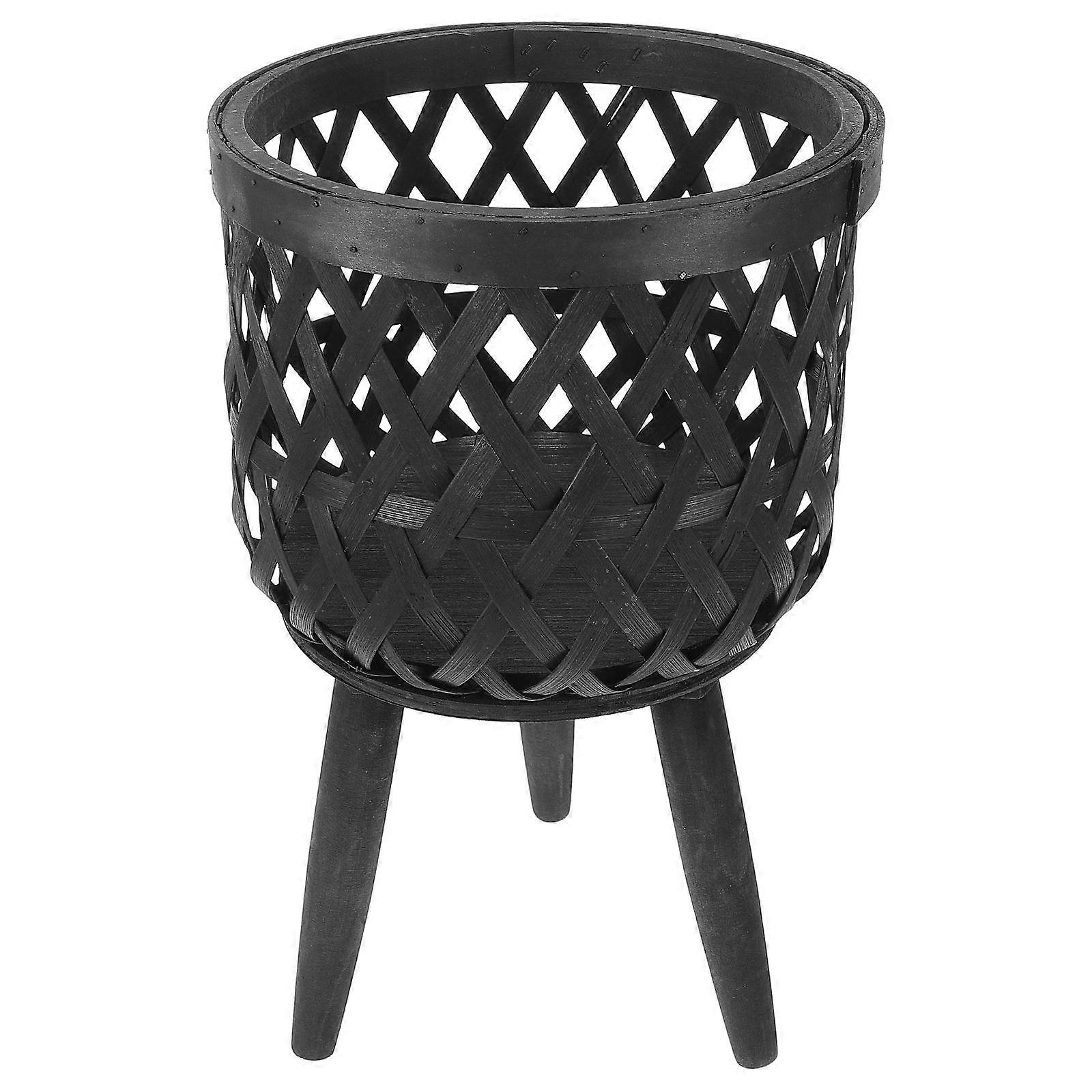 Pot Rack Woven Flower Basket Rustic Style Wood Material 1Pack