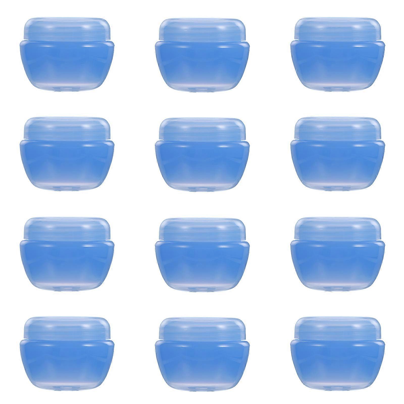 Blue Plastic Cream Containers for Cosmetics 12Pcs Small Size with Lids