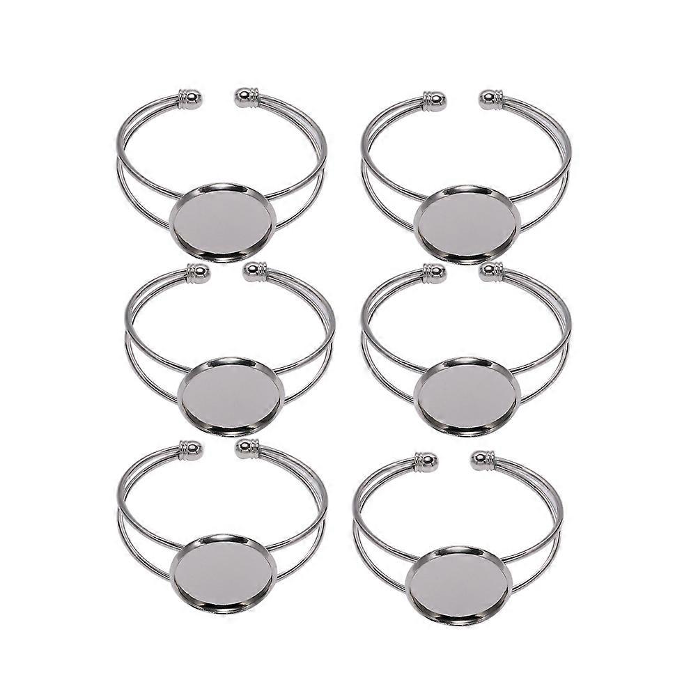 Durable Copper Round Plate Bracelet for Jewelry Making 12Pcs Silver Set