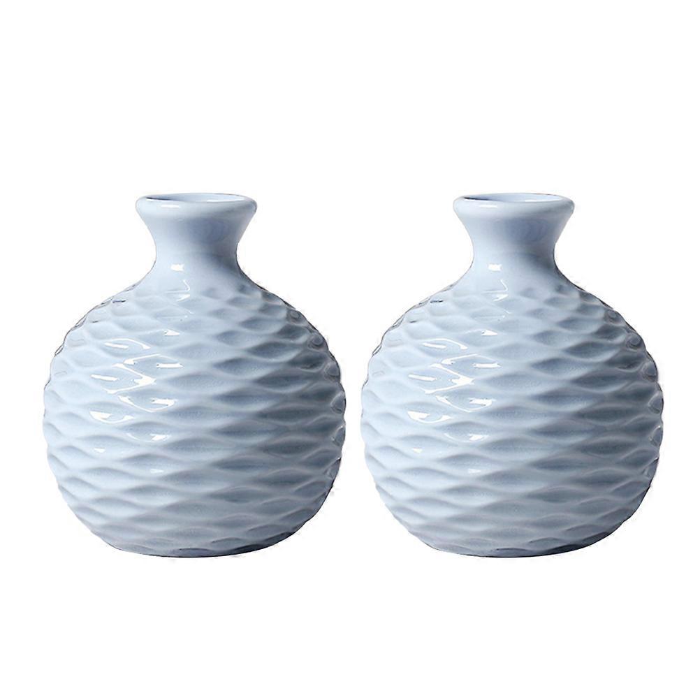 Miniature Vase Ceramic Hydroponic Planting Simple Artistic Shape for Home Decoration 8.3 x 8.3 x 9.5 cm 2Set