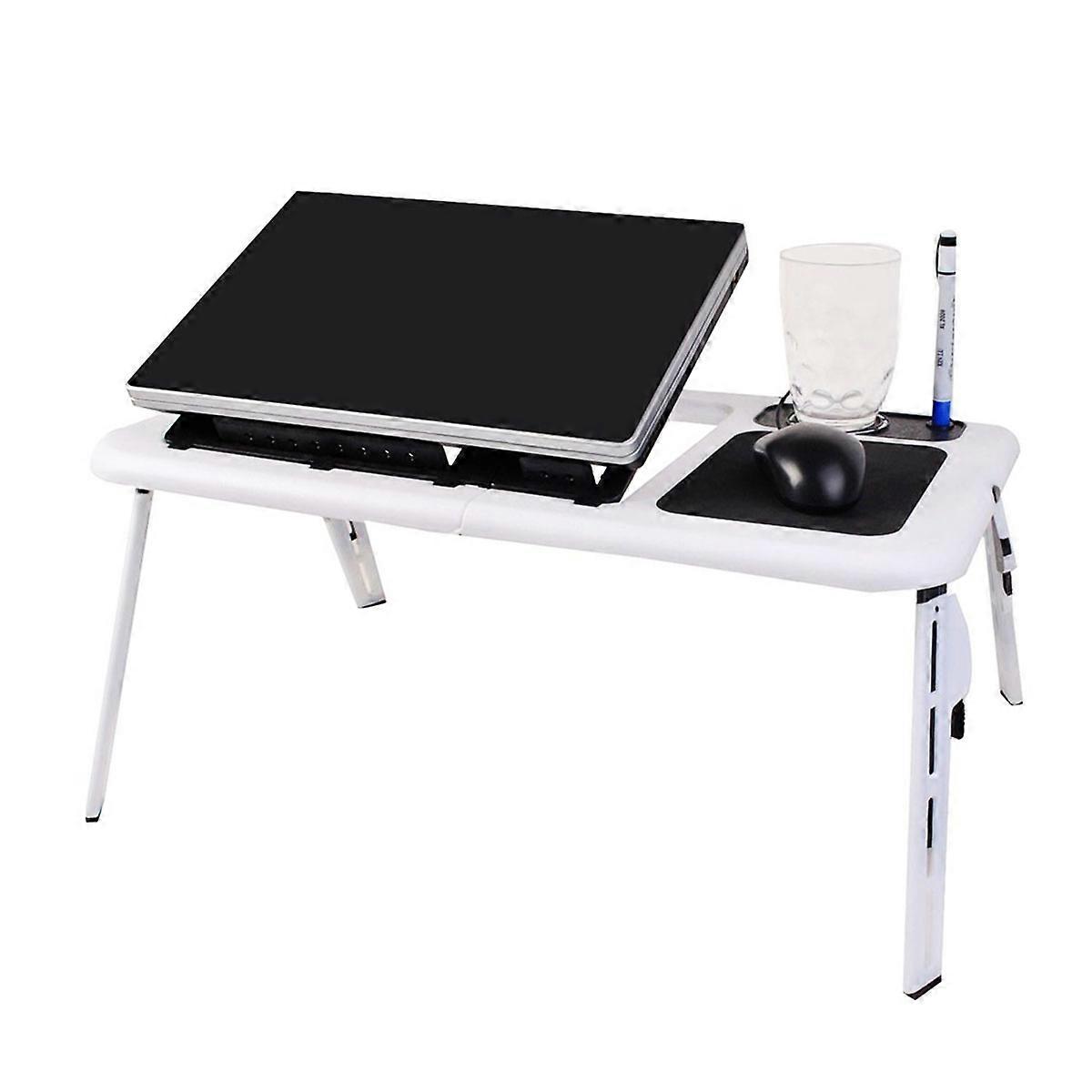 Foldable Laptop Table Tray Desk with Dual Fans for Laptop Cooling
