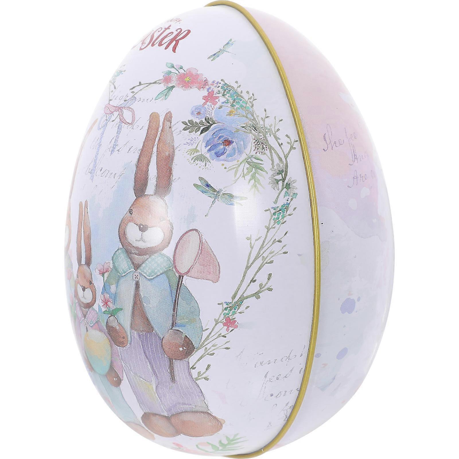 Easter Tinplate Box 2Pcs Cute Egg Shaped Candy Packaging For Easter Festival Gifts Storage