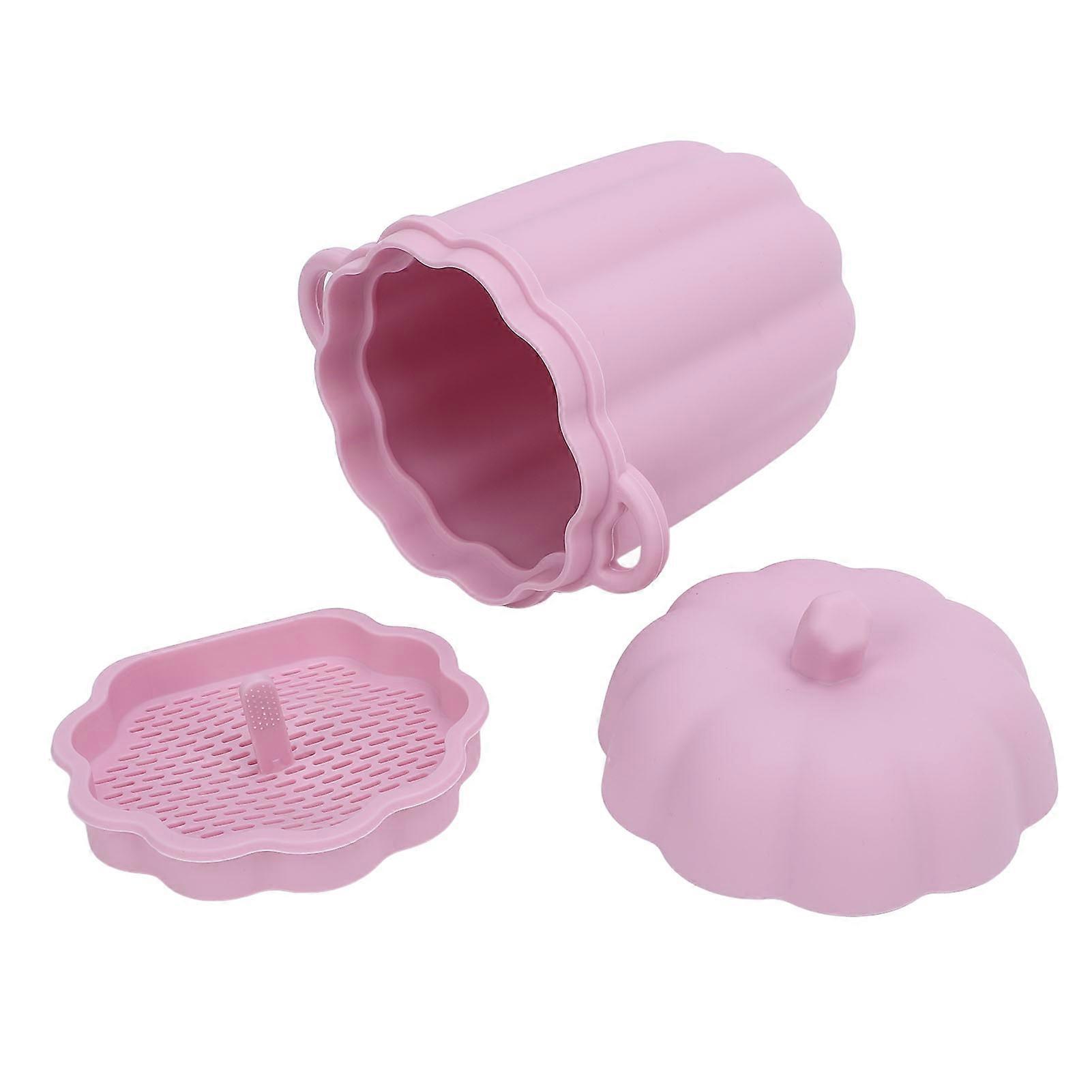 Pink Silicone Pumpkin Bacon Grease Strainer Container with Handle