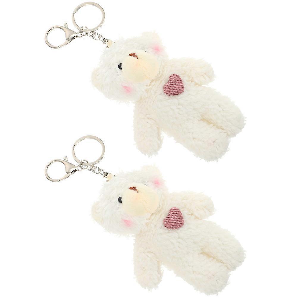 Pink Plush Bear Key Chain for Backpack Hanging Decor 8Pcs Set