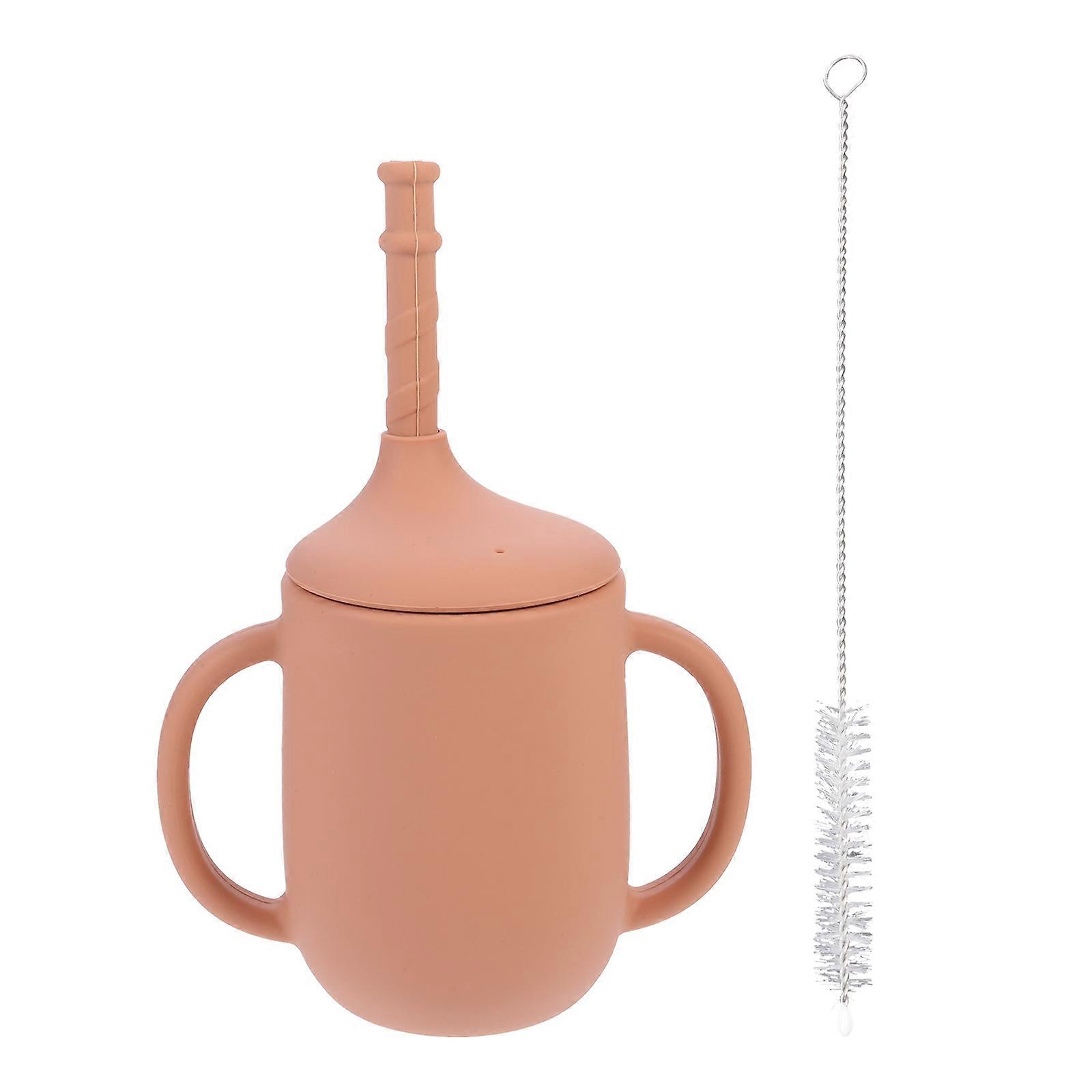 Baby Silicone Straw Water Cup Bottle for Leak-Proof Function with Handles