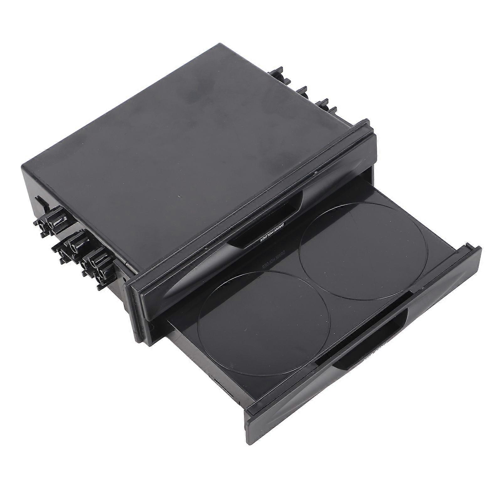 2 in 1 Car Radio Storage Box Multi Purpose ABS Universal 1DIN 2 Layer Black Cup Holder for Collecting Items
