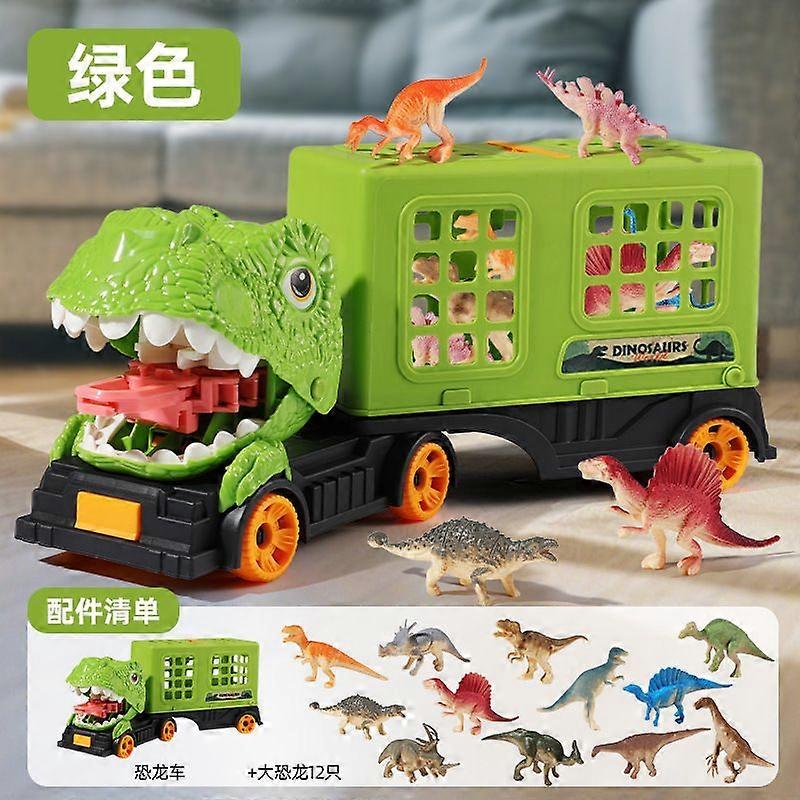 Boys Dinosaur Capture Container Vehicle Green Toy Car Set