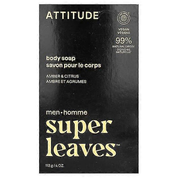 ATTITUDE, Super LeavesÃÂÃÂ¢ÃÂÃÂÃÂÃÂ¢, Body Bar Soap, For Men, Amber & Citrus, 4 oz (113 g)