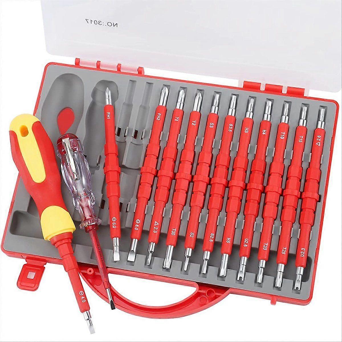 26 in 1 1000V Insulated Screwdriver Set for Electrician Tools Magnetic Screw Driver Bits Insulation