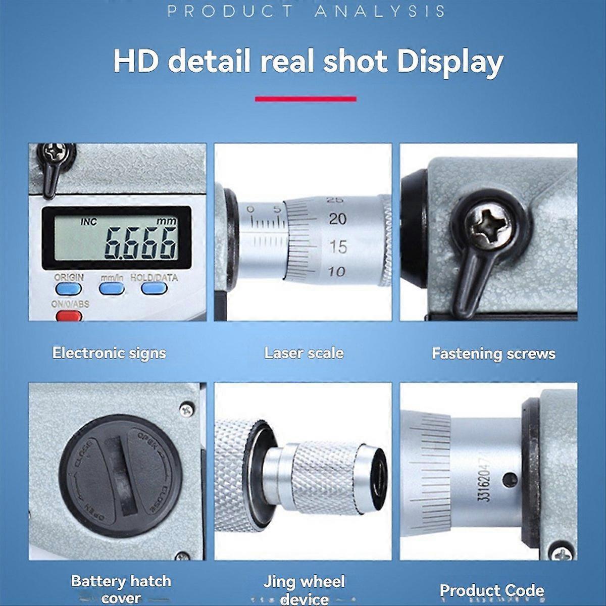 0,001 mm Mikrometer IP65 Elektronischer digitaler Messschieber 0-25 mm