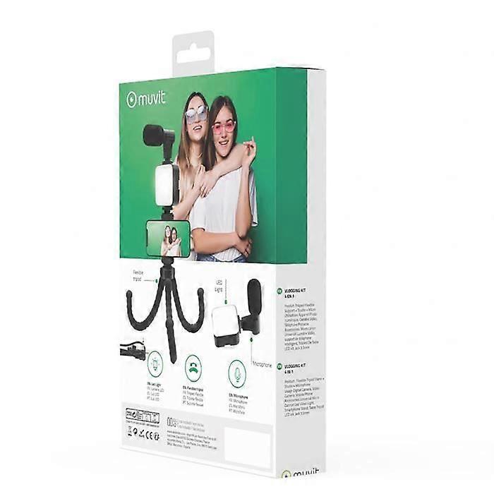 Vlogging Kit - Muvit - 4 in 1 - Microphone - Tripod - LED
