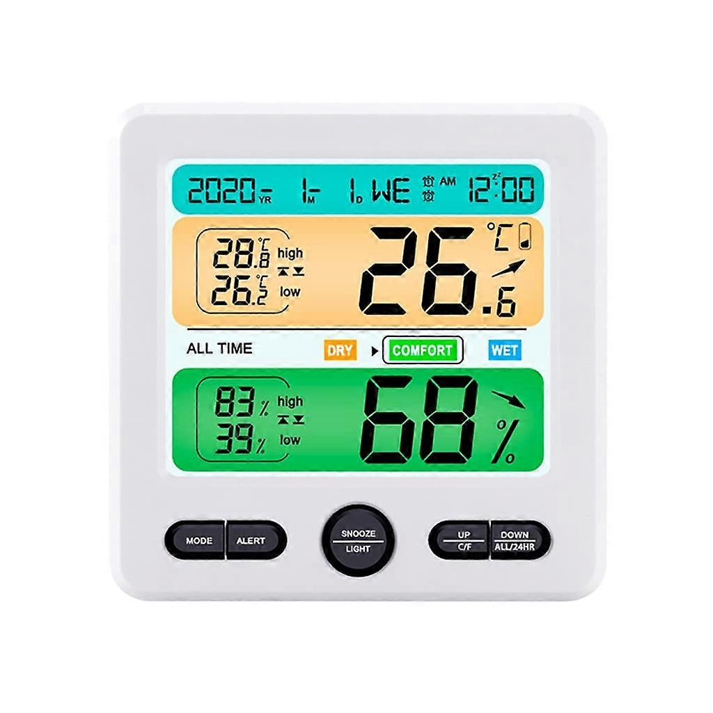 Digital Thermometer Hygrometer Weather Station With Large LCD Indoor Display, 24/7 Temperature And Humidity Monitor, Alarm Clock