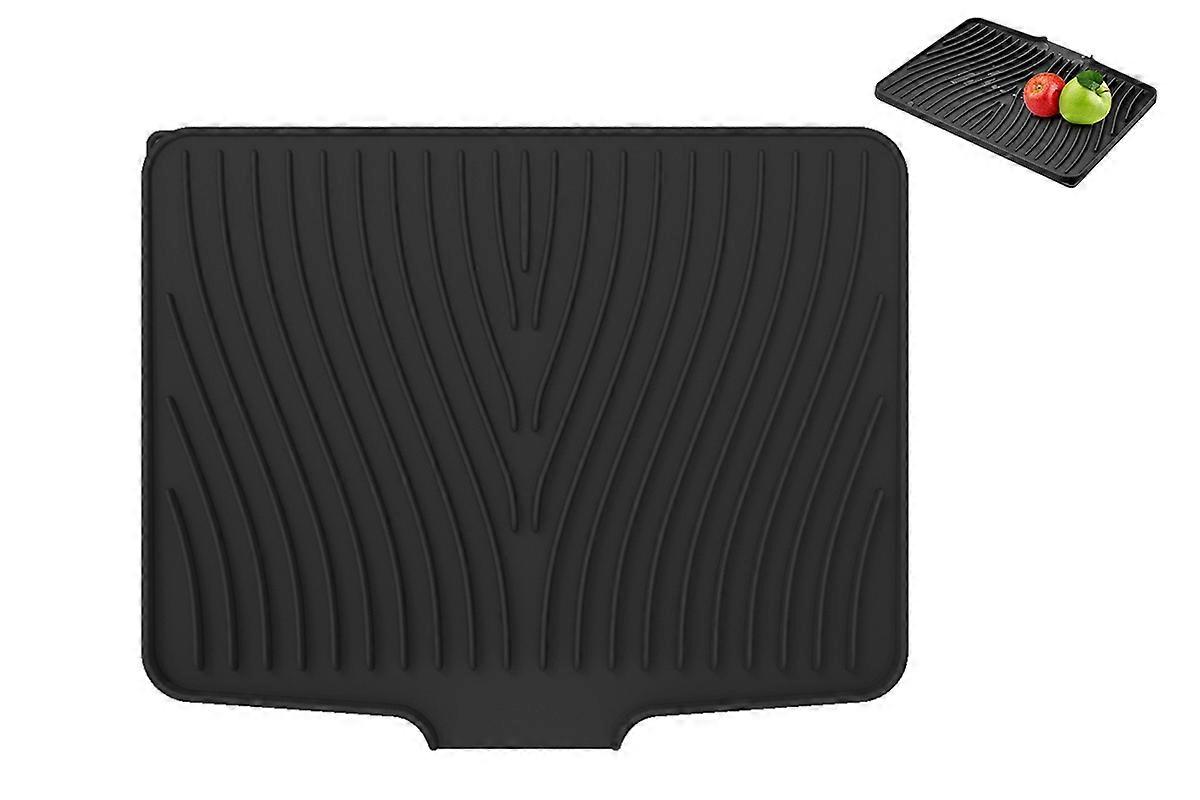 Silicone Dish Drying Mat for Kitchen Counter with Built-in Drain
