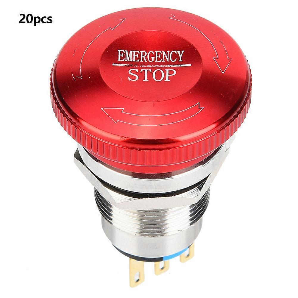 20 Pcs Emergency Stop Button 1NC 1NO C Stainless Steel Button 440V 10A IP65 IK08