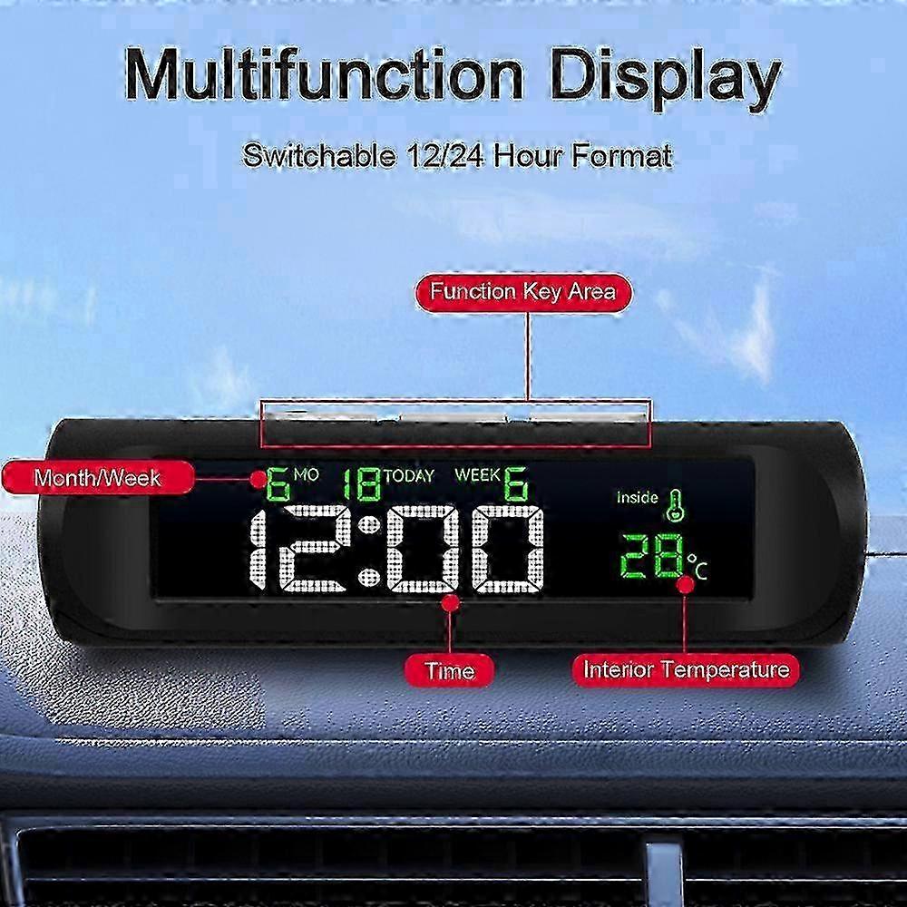2025 Multifunctional Car Digital Clock Thermometer Calendar 12H/24H Time/Date/Temperature Display Support Fatigue Driving Alert 4 Leves Brig