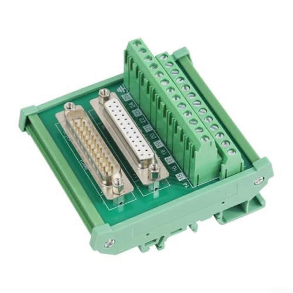 DB25 Male To Female DIN Rail Mount Interface Module Terminal Block Adapter 0.7A FR4 PCB Dual Copper Layers BreakoutBoard