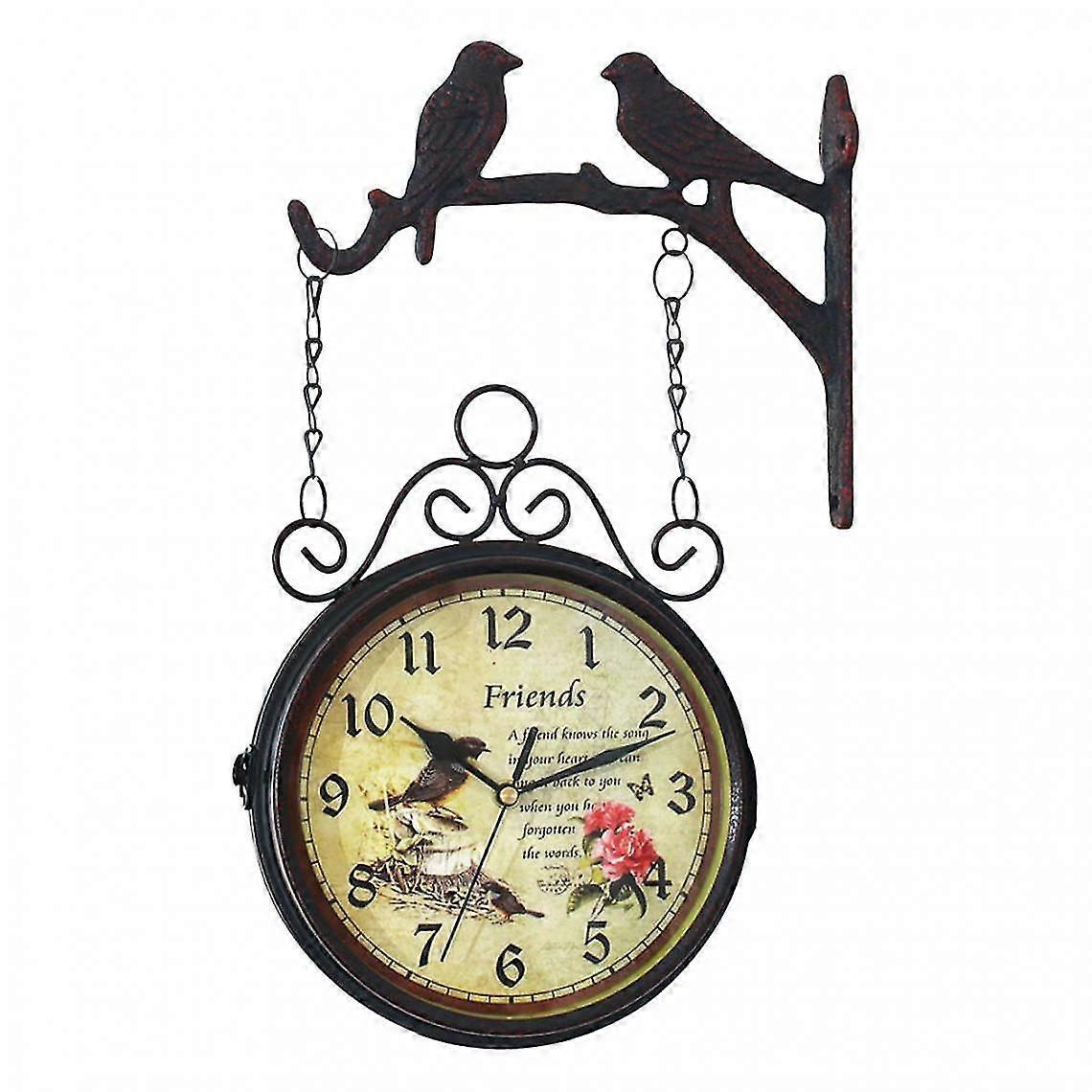 Round Double Sided Metal Wall Clock
