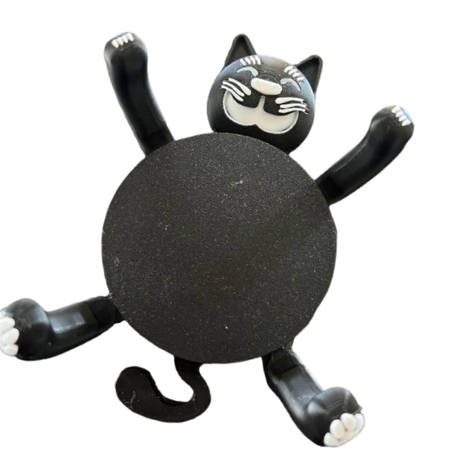 Multifuntional Coasters Cats Shape Heat Insulation Pad For Cups, Home And Office Use, Textured Surface, TwoColor Black