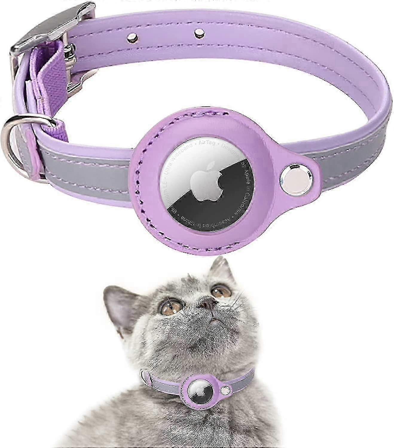 For Airtag Gps Cat Collar With Adjustable Bracket And Bell, Apple Airtag Compatible