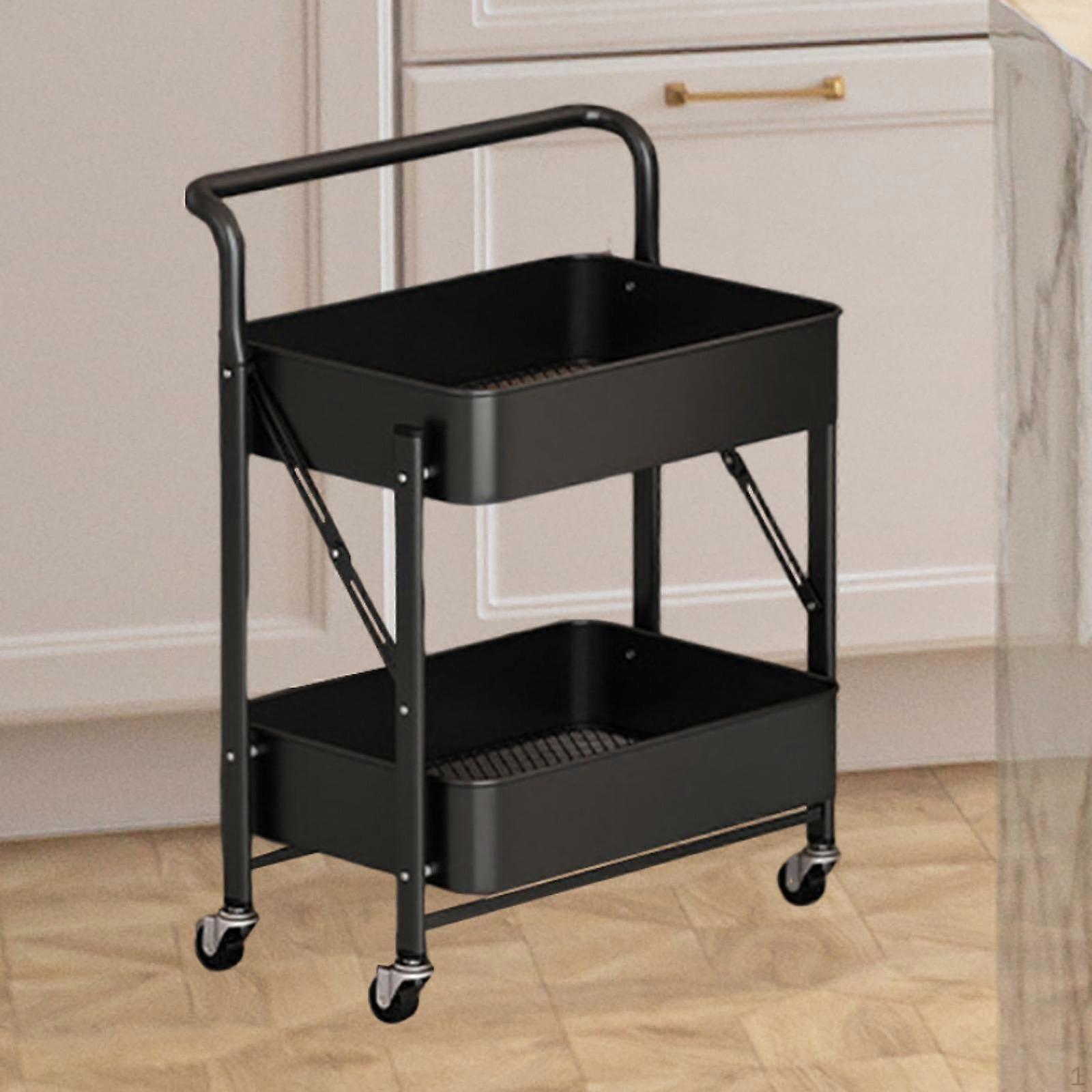 Rolling Cart on Wheels Fruit Vegetable Basket Folded Large Capacity Multifunctional Organizer