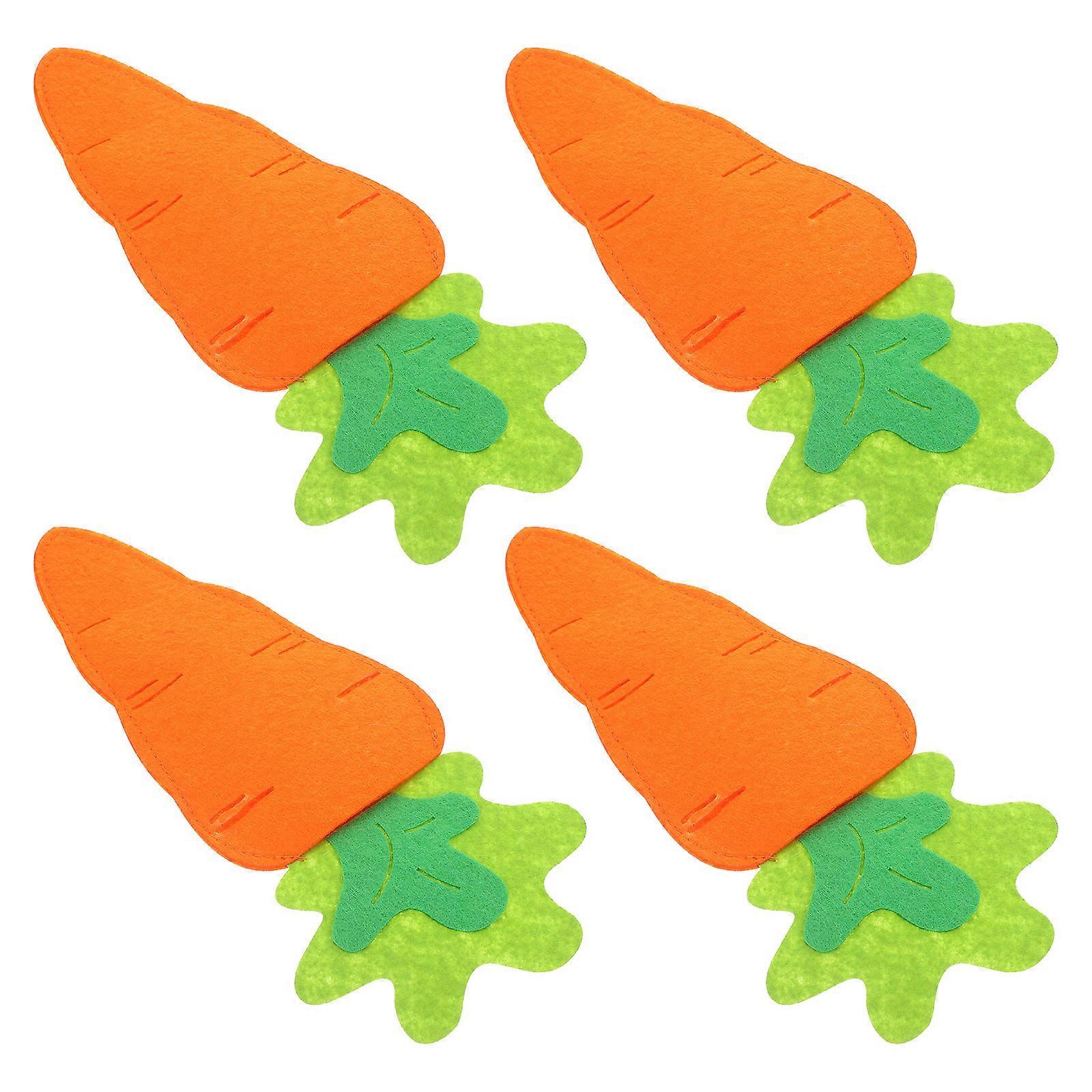 Carrot Shaped Cutlery Sleeve Easter Silverware Holder for Party Use 4Pcs