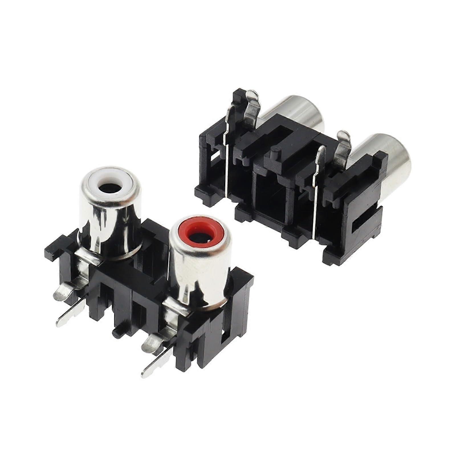 5PCS RCA AV2 4Pin Horizontal PCB Mount Socket Connector for Audio Video Devices