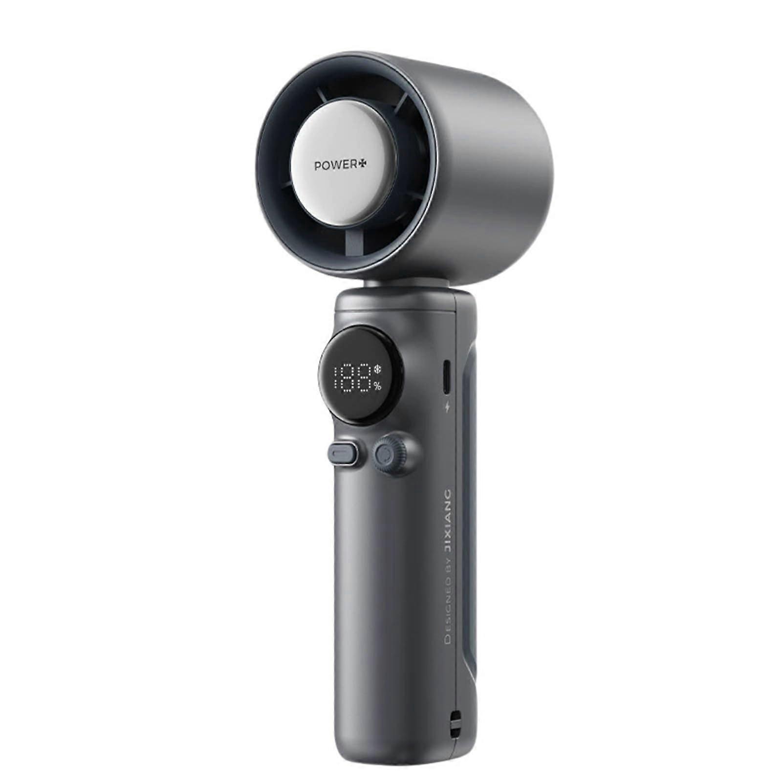 Portable Handheld USB Fan with Quiet Operation, Cartoon Design for Travel or Office, Grey 18.5x6cm