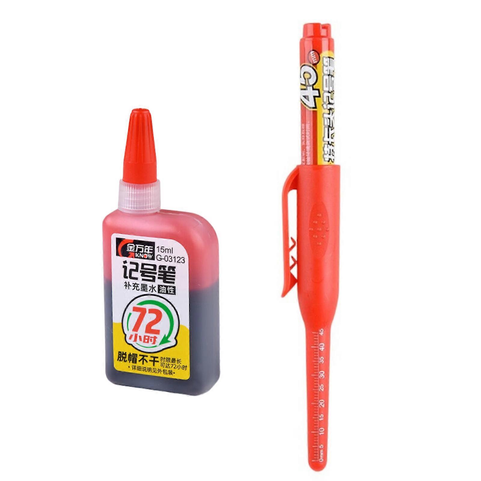 Long Nose Marker with Scale 45mm Deep Reach Marker Long Tip Marker Pen Water Resistant Deep Hole Marker Carpenter Marker Multicolor