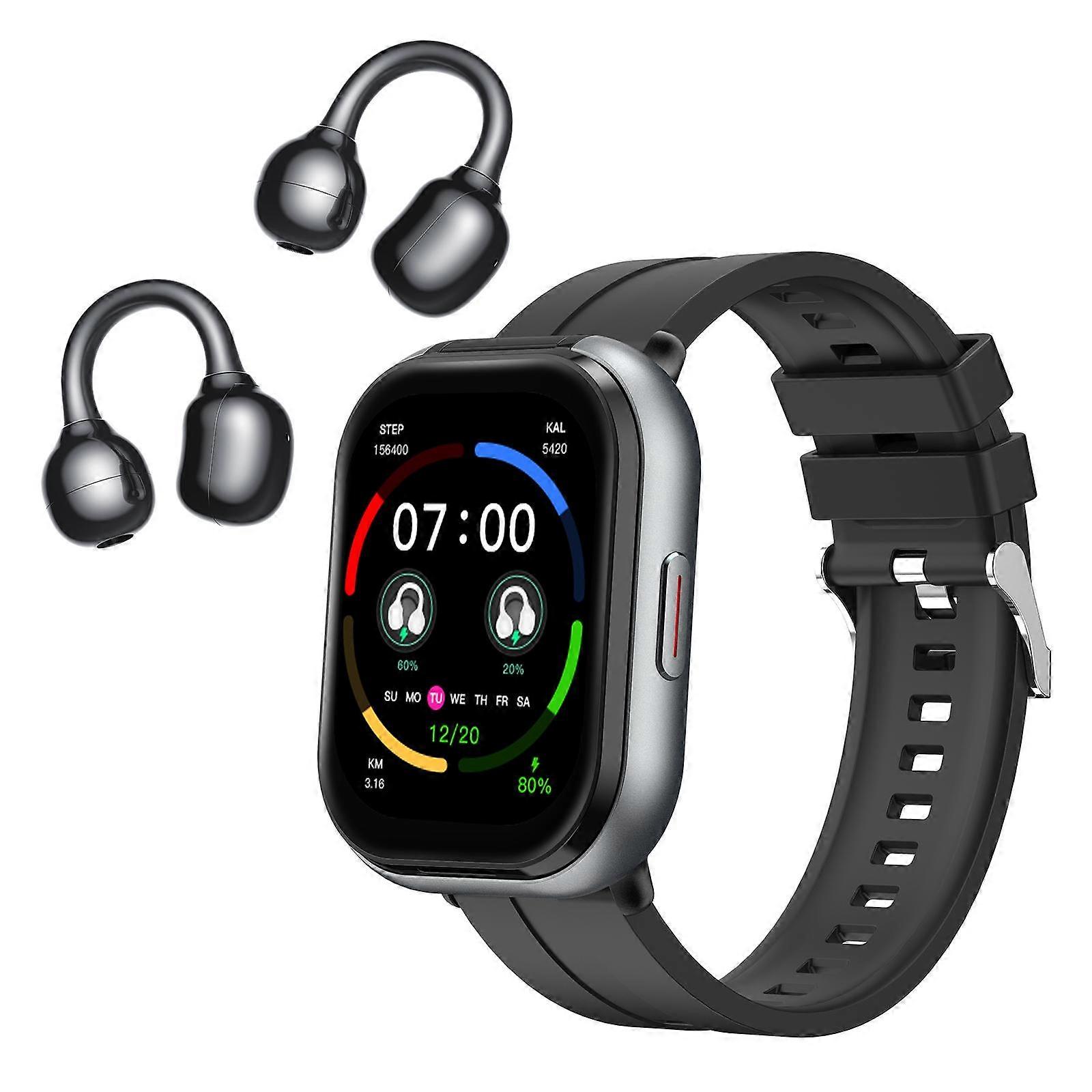 D12 2.01 inch TFT Screen Smart Bluetooth Watch & Headphone 2 in 1 Support Wireless Calling