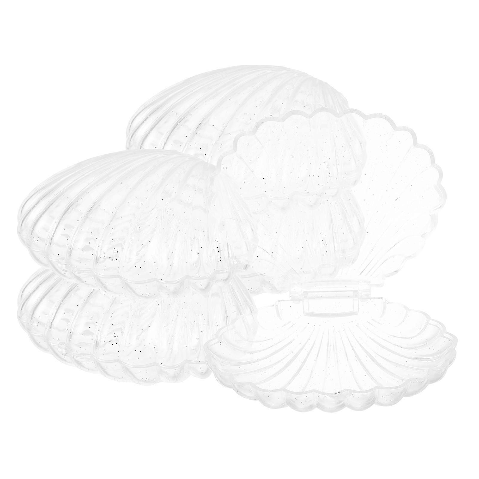 Plastic Seashell Holders Seashell Display Box Sea Party Decoration Protection Shell Shape 5Pcs