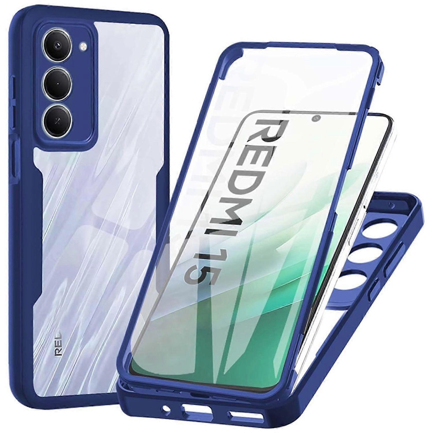 Do Xiaomi Redmi 15 5G / 4G Pełne etui 360 z akrylu hybrydowego TPU w kolorze niebieskim