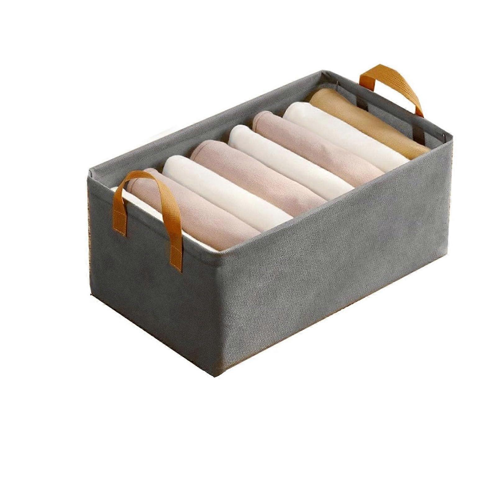 Folding Wardrobe Closet Organizer with Large Clothes Storage Drawers and Handle, Grey