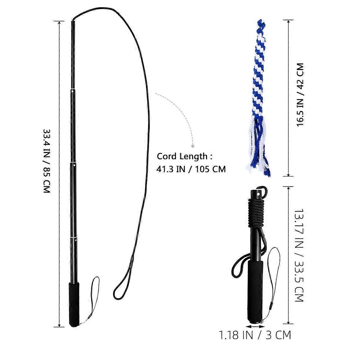 UEETEK Retractable Dog Interactive Stick Extendable Flirt Pole Funny Chasing Tail Teaser and Exerciser for Pets (Black, Size L)