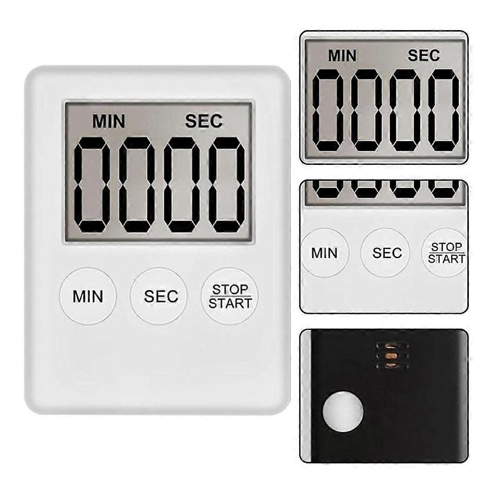 Digital Kitchen Timer, Timer, Egg Timer, Suitable for Work, Sports Timer, Game, Cooking Timer, 2 Pack White