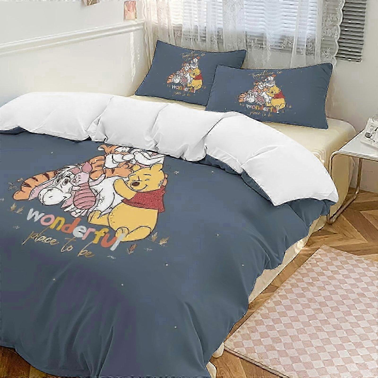 v7521 Bed Sheets Bedding Together Is A Wondeful Winnie The Pooh Comforter Set Soft 3 Pcs Twin Bedding Sets Thicken for All Season, 1 C