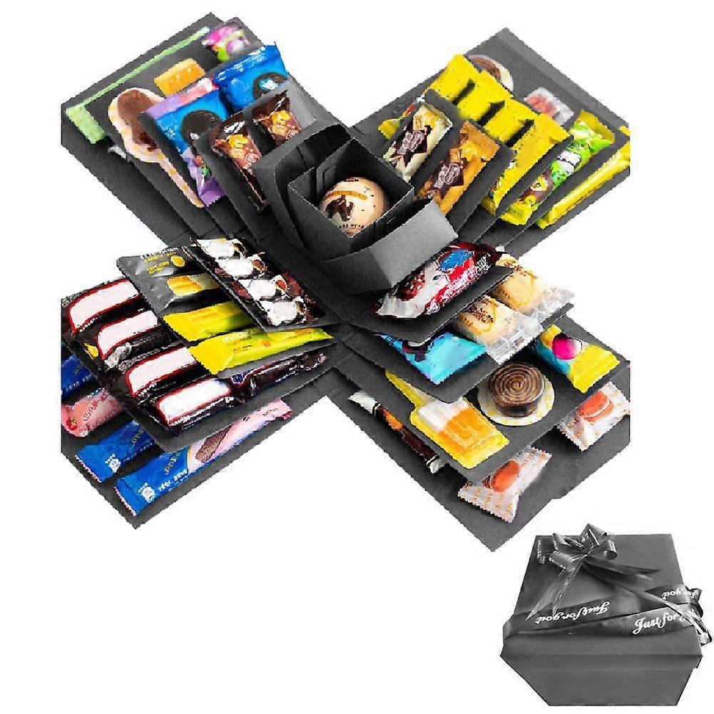 Explosionsgeschenkbox in Rosa oder Schwarz – Überraschungsbox zum Selbermachen, sofort einsatzbereit, mehrlagig, ideal für Jahrestag, Valentinstag oder Geburtstag
