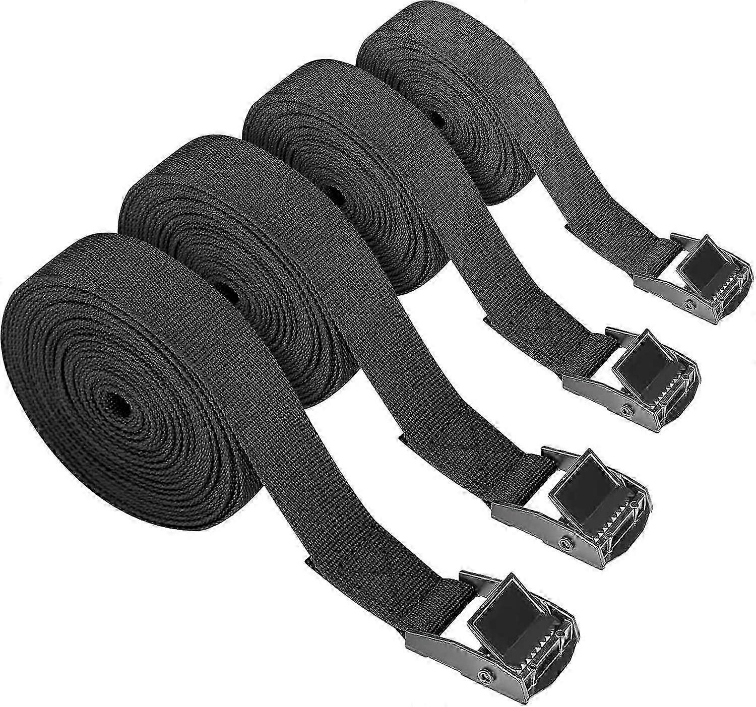 4 x 7m ratchet straps. Black lashing straps with clamp lock. Edition 1128