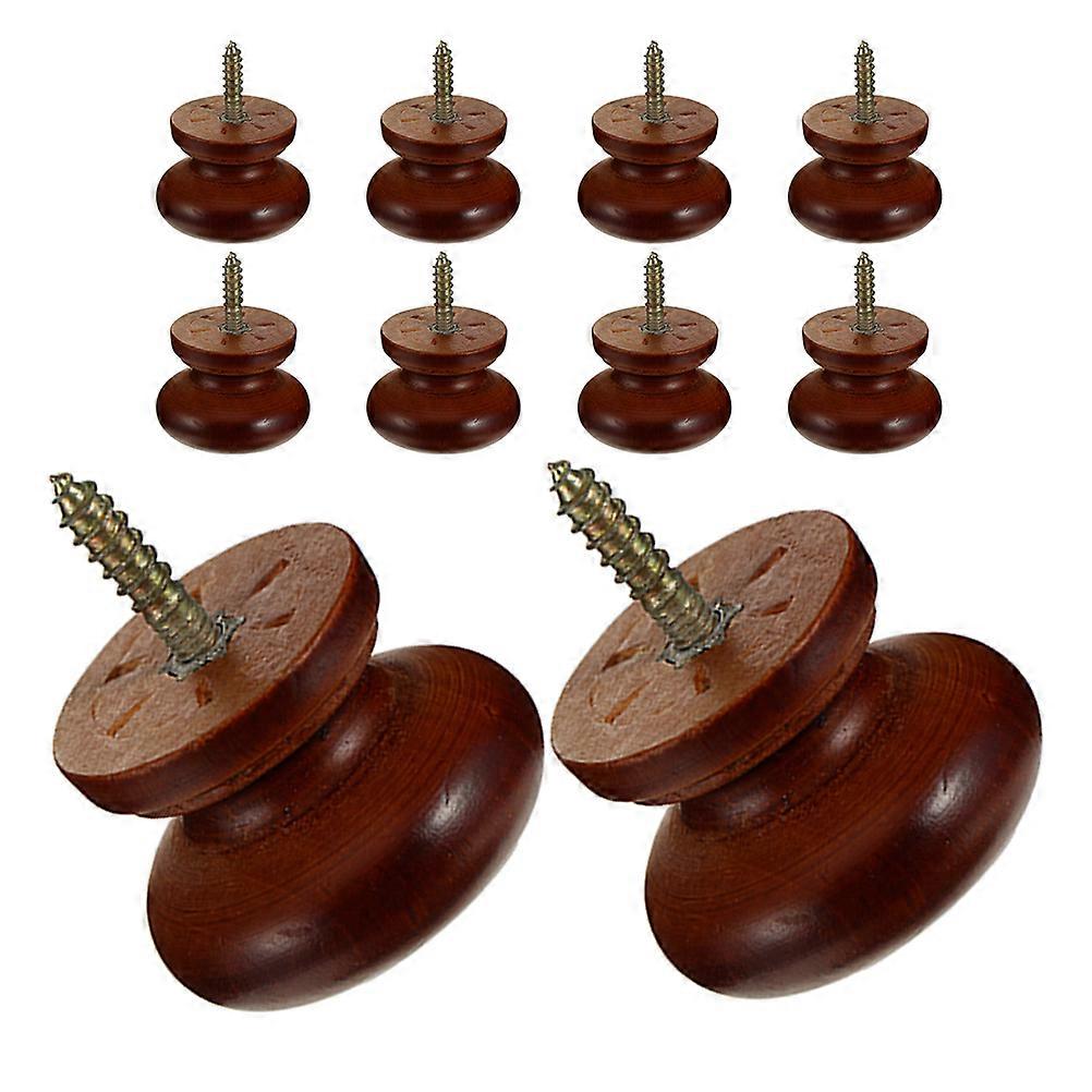 Light Brown Solid Wood Round Drawer Knobs for Decoration 10Pcs Cabinet Hardware