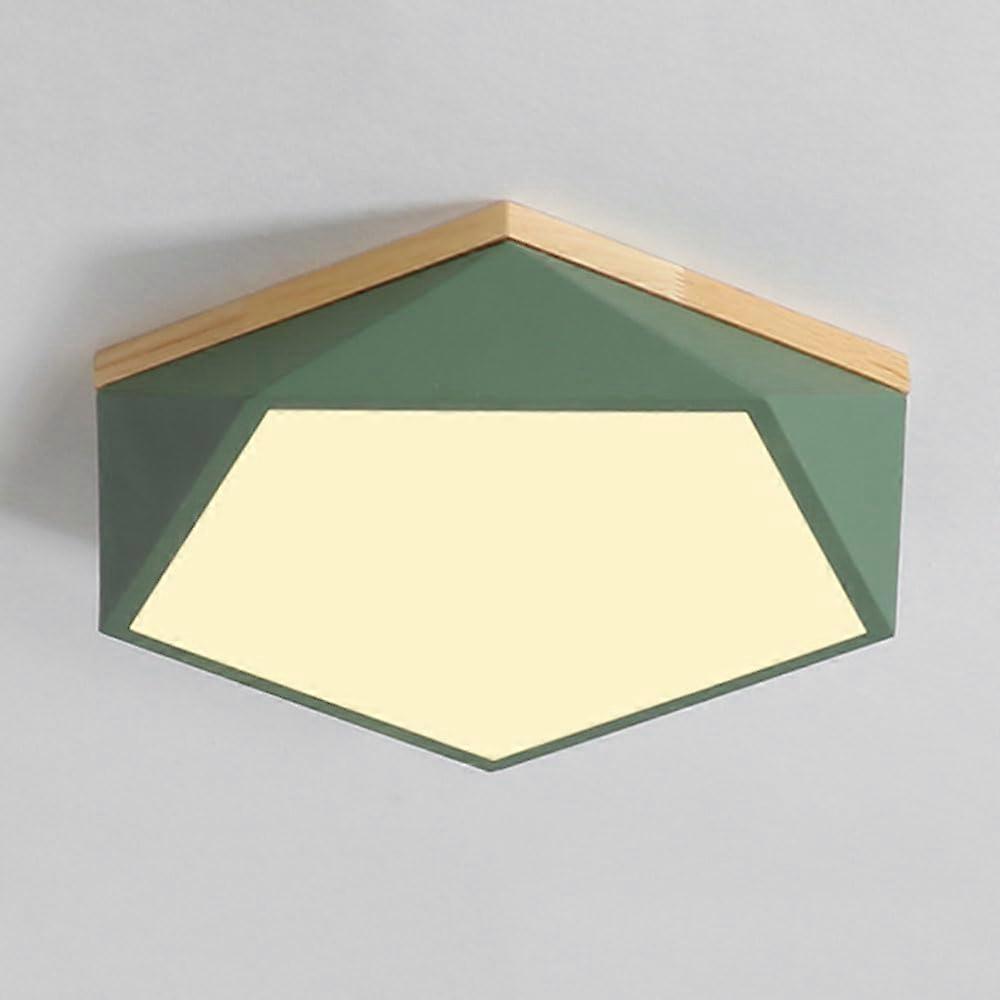Nordic Macaron LED Ceiling Light with TriColor Dimming, Elegant Diamond Lampshade, Green 50cm