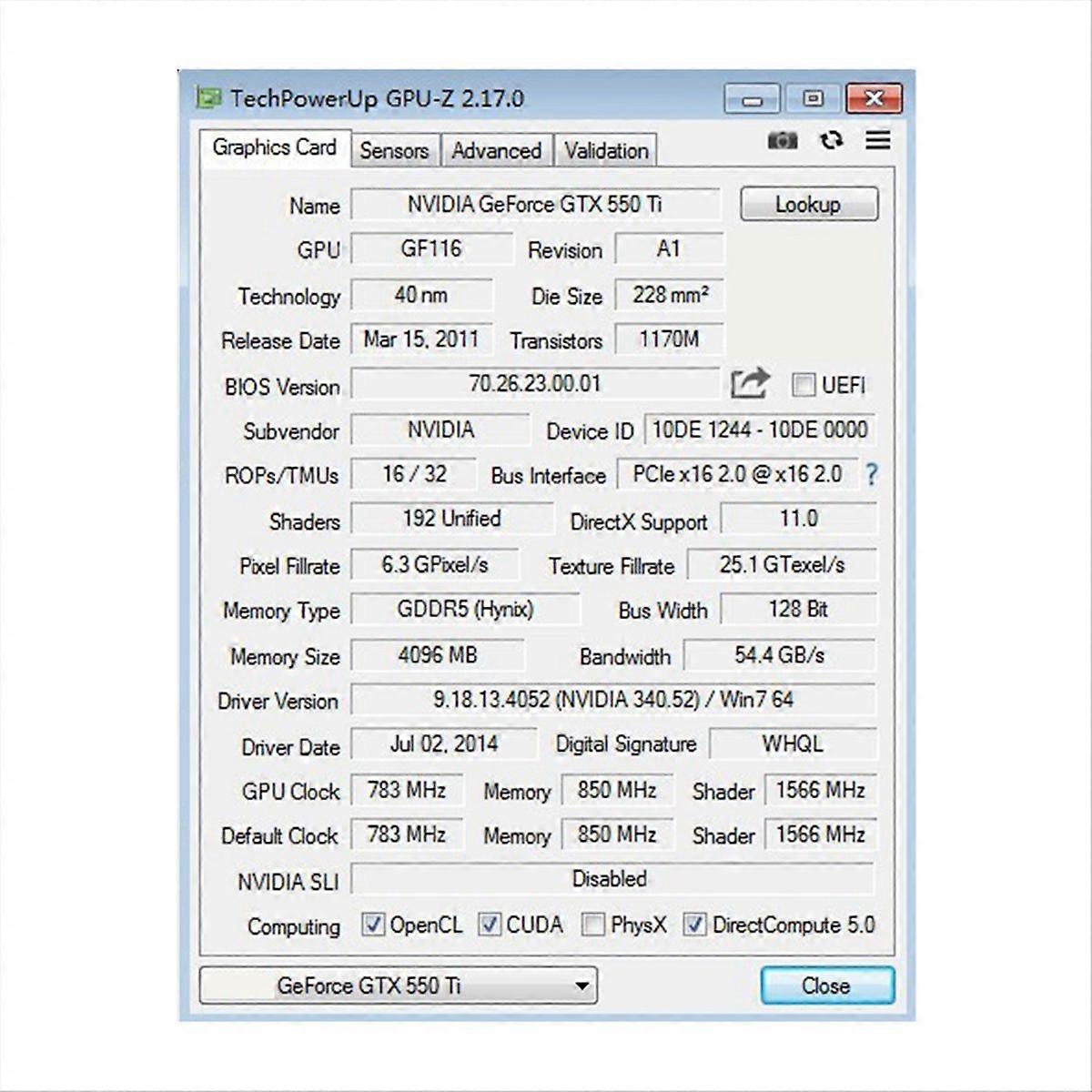 GTX 550Ti 4GB GDDR5 128bit Computer Graphic Card Gaming Video Card
