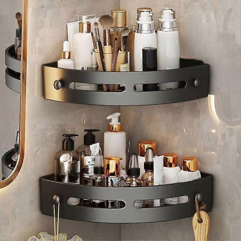 Corner Shower Caddy Wall Mounted Bathroom Storage Rack with Drainage Holes, NoDrill, 2 Pack