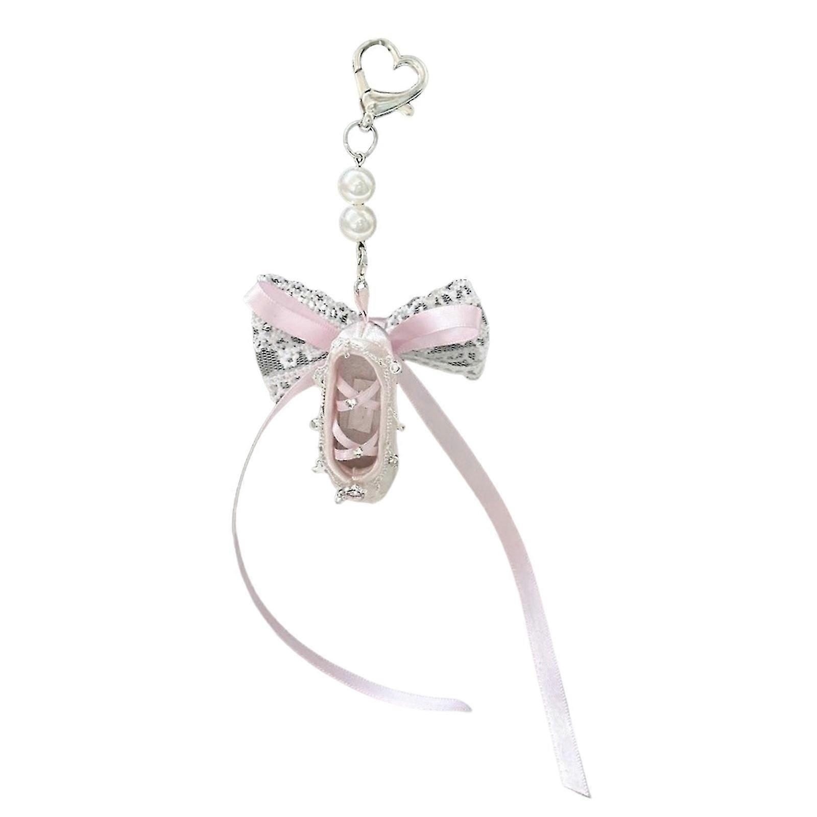 Lovely Ballet Slipper Keychain Portable Key Holder Accessory with Ribbon for Fashion Trendsetters Daily Use Outfits