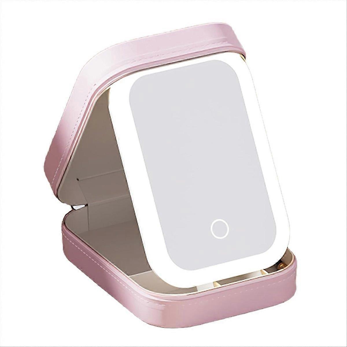 LED trefarget justerbart sminkespeil rosa