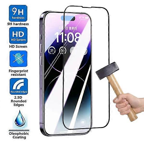 9H Tempered Glass for compatible with Apple iPhone 16 15 14 Plus 13 Mini 12 11 Pro Max X XR XS 7 8 - HD Screen Protector