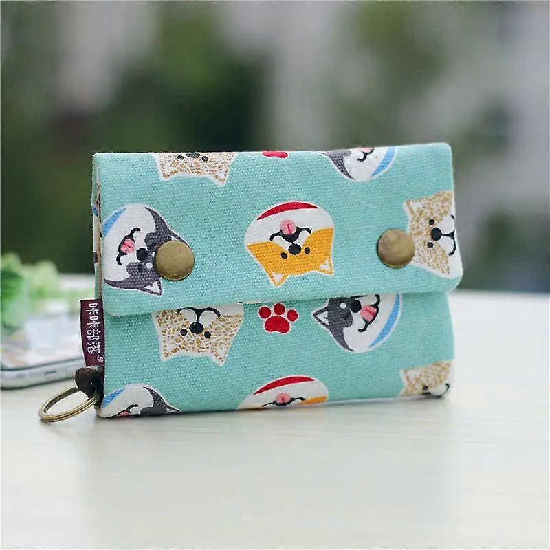 Handmade Three Fold Fabric Wallet Women Men Simple Short Zipper Purses for Teens Personality Multi-function Key Bag Card Holder