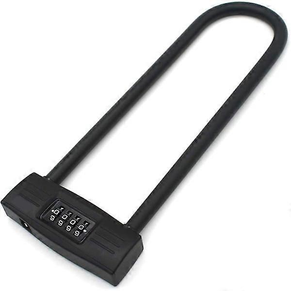 4-Digit U-Lock Motorcycle Lock / Bicycle Lock - Lockable Combination Lock / Resettable D for Bikes / Lockable Doors. (Black)