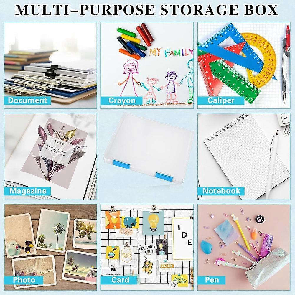 6 Pcs Clear A4 File Box Document Plastic Storage Box Case Board Containers Magazine Protector File Holder with Buckle