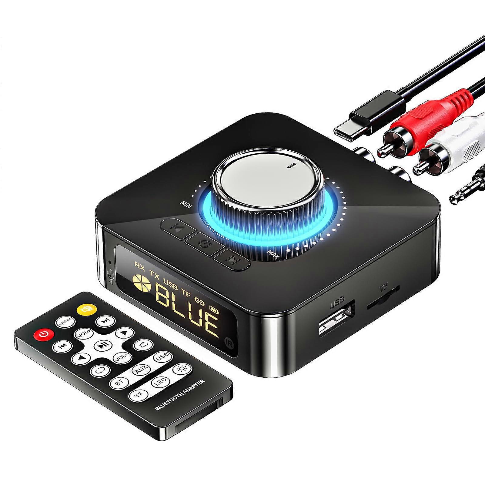 Bluetooth 5.0 Audio Transmitter Receiver with Dual Mode, AUX RCA USB TF, for TV Speakers Car