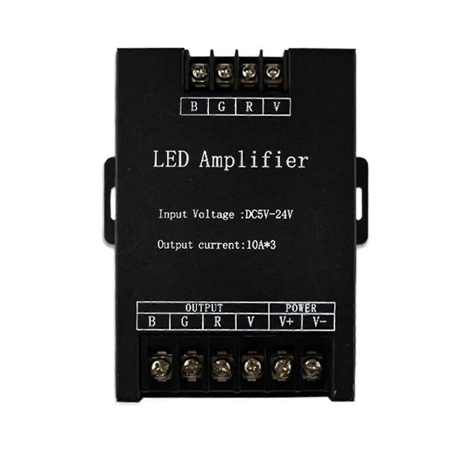 DC5V24V Power Amplifier LED Light Strip Color Controller 12V30A Signal Repeater Aluminum/Black 360W